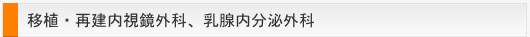 移植・再建・内視鏡外科、乳腺内分泌外科の診療